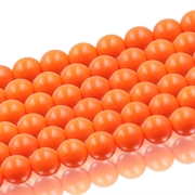 Glaserede perler. 8 mm. Dyb orange. 1 streng